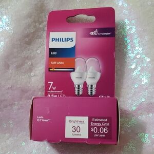 Philips LED 7w (0.5w LED) C7 Soft White Light Bulb E12 Candelabra Base 30 Lumens
